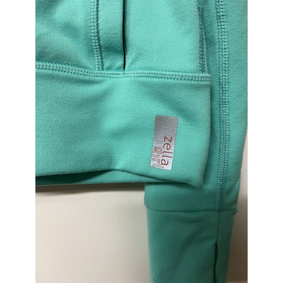 Zella Active Hoodie Girls 14 Large Teal Green Fitted Pockets Full Zip Thumbholes - Picture 2 of 7